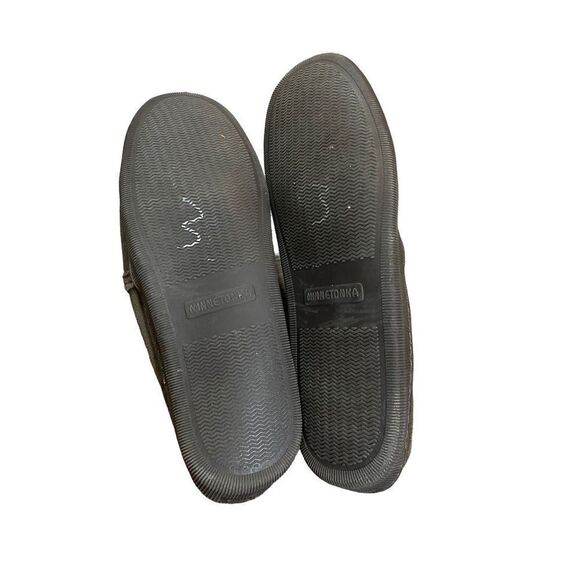 Mens minnetonka Romeo suede leather faux fur slippers - Picture 6 of 10